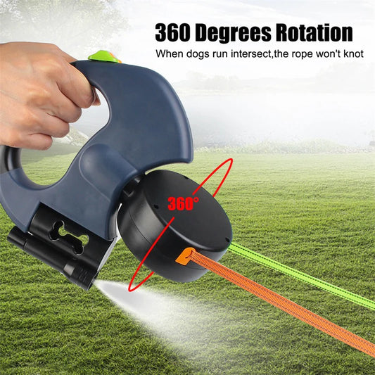 NobleClaws™ 360° Retractable Dual Dog Leash