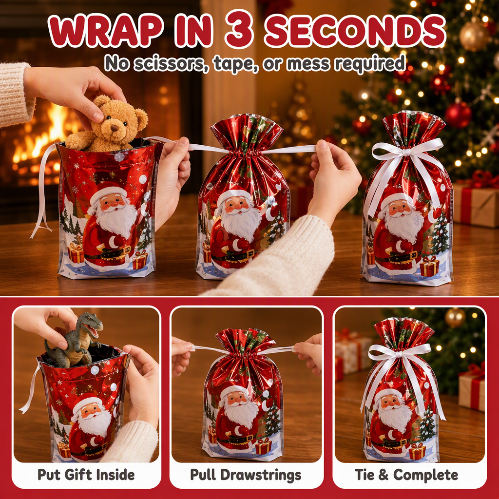 🎁LAST DAY SPECIAL PRICE: 🎅The World’s Best Christmas Gift Bag With Drawstring🎁