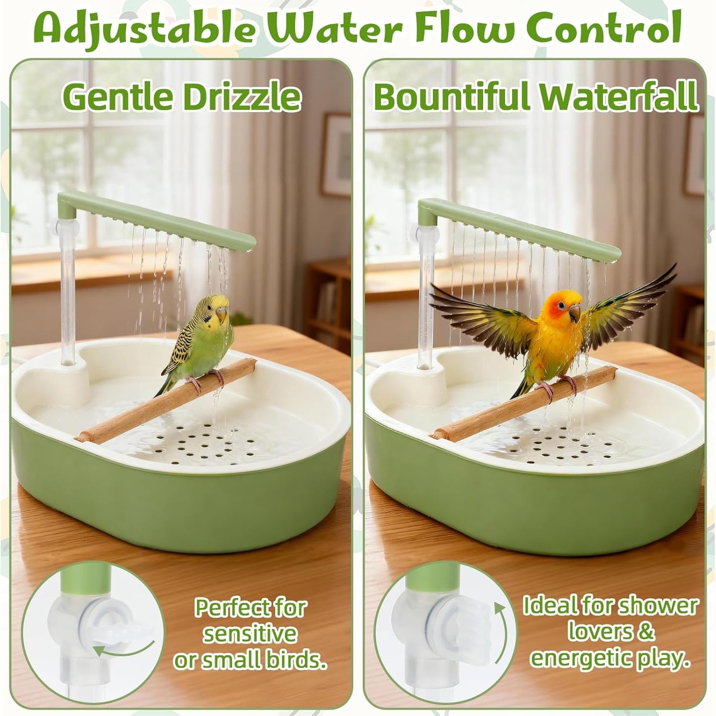 NobleClaws™ Parrot Shower Cage Bird Bath USB Pump Detachable