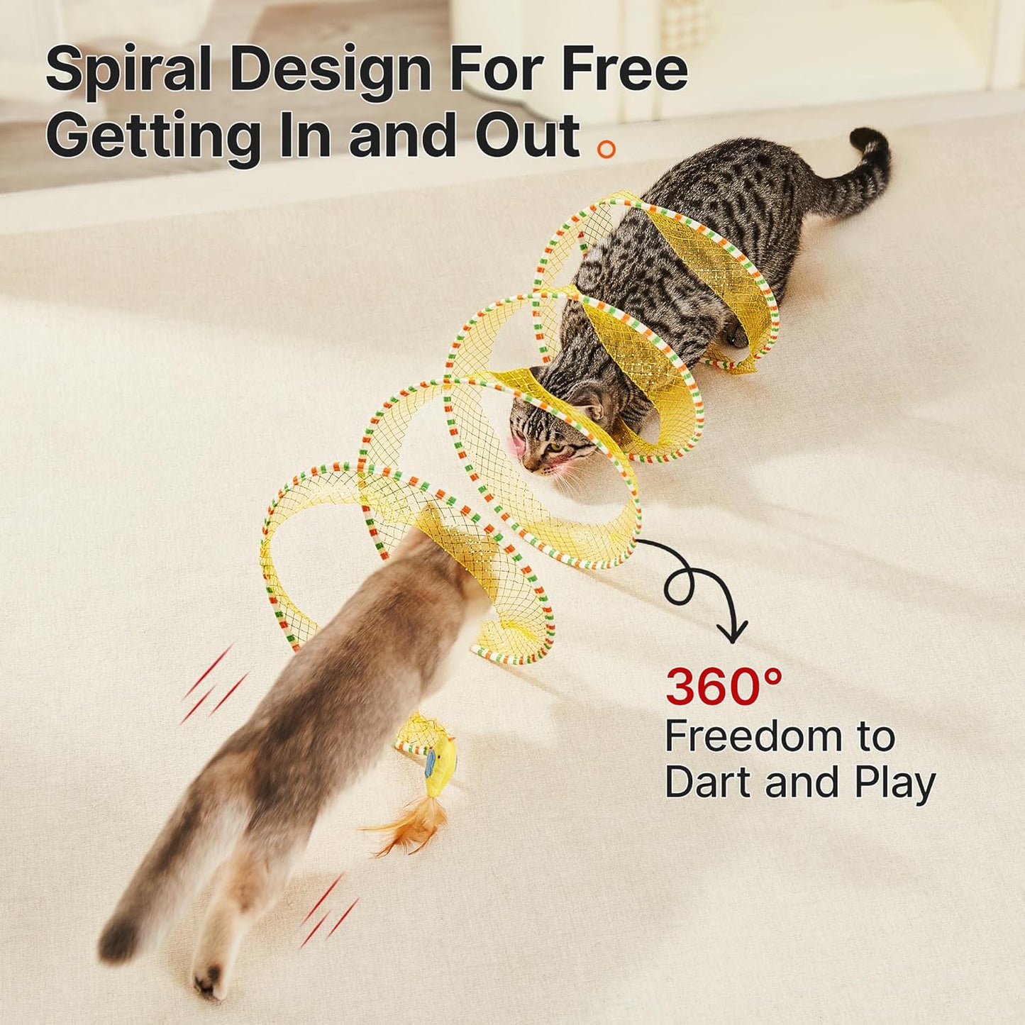 Potaroma Spiral Tunnel Cat Toy, Self Play Cat Play Spiral Kitten Tunnel Toy