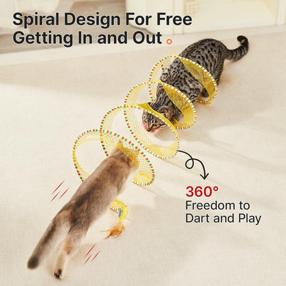 Potaroma Spiral Tunnel Cat Toy, Self Play Cat Play Spiral Kitten Tunnel Toy