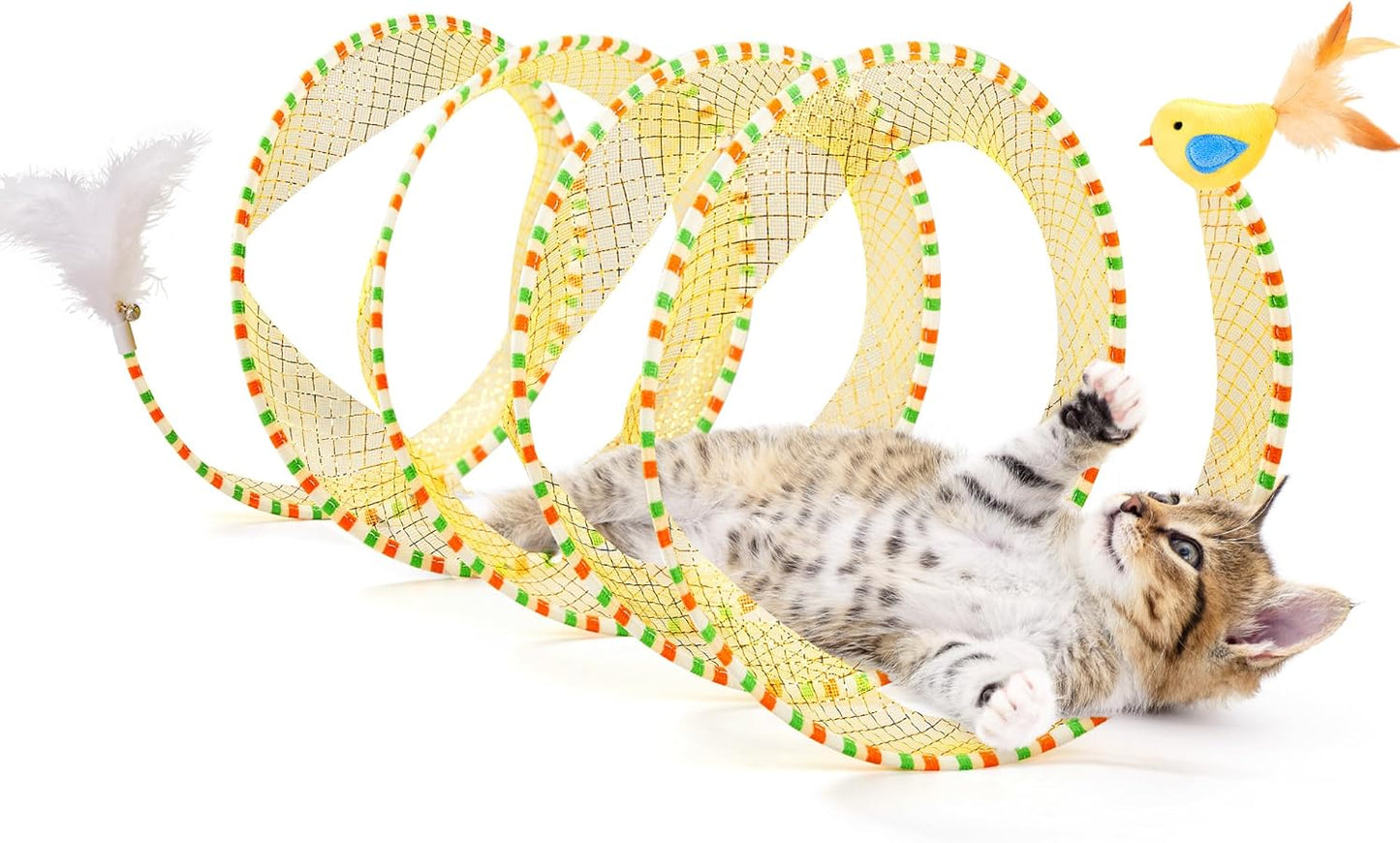 Potaroma Spiral Tunnel Cat Toy, Self Play Cat Play Spiral Kitten Tunnel Toy