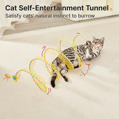 Potaroma Spiral Tunnel Cat Toy, Self Play Cat Play Spiral Kitten Tunnel Toy