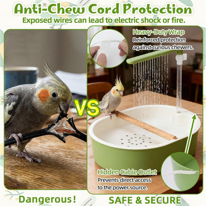 NobleClaws™ Parrot Shower Cage Bird Bath USB Pump Detachable