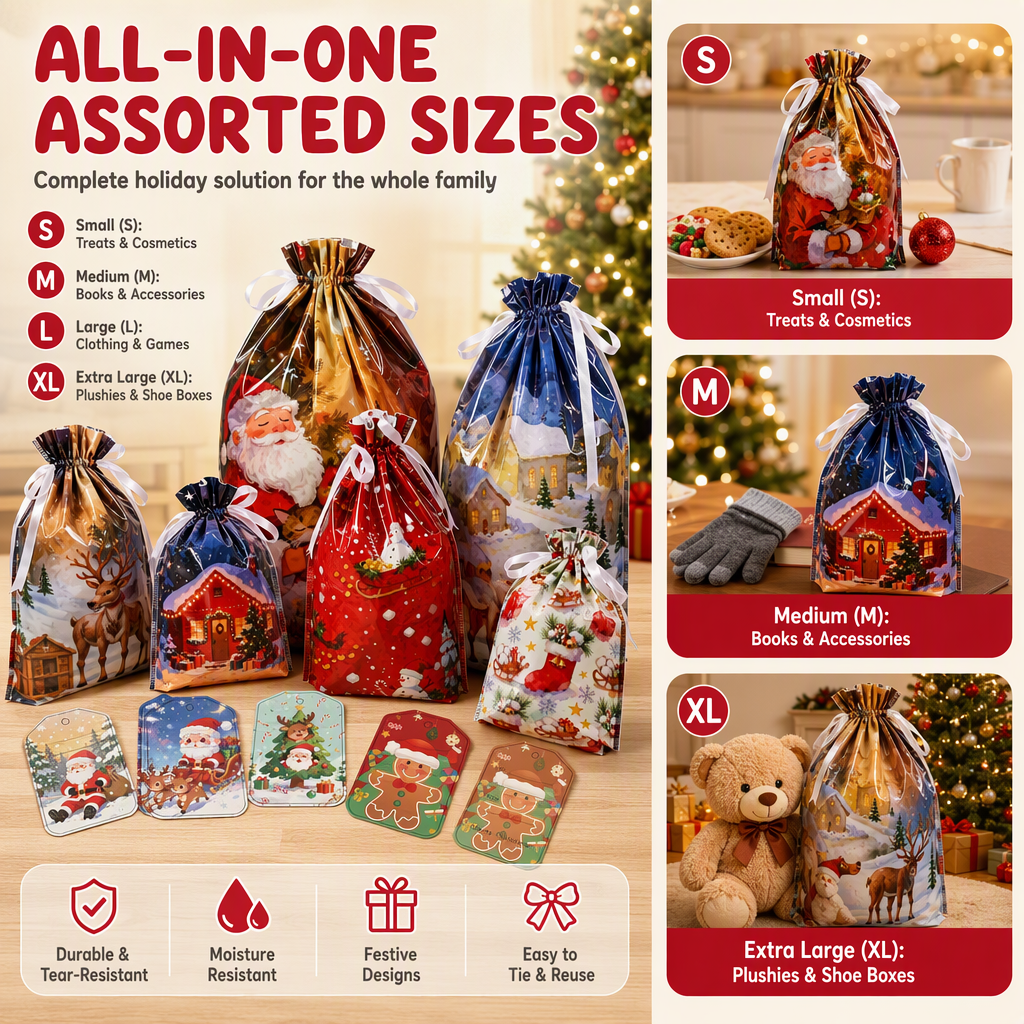 🎁LAST DAY SPECIAL PRICE: 🎅The World’s Best Christmas Gift Bag With Drawstring🎁