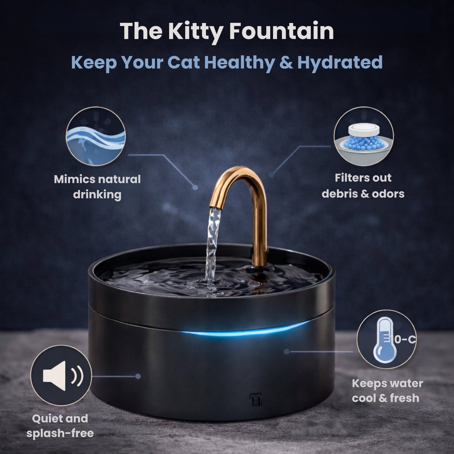 NobleClaws™ Wireless Cat Water Fountain – Cordless, Ultra Quiet & Filtered Fresh Water for Healthier Cats