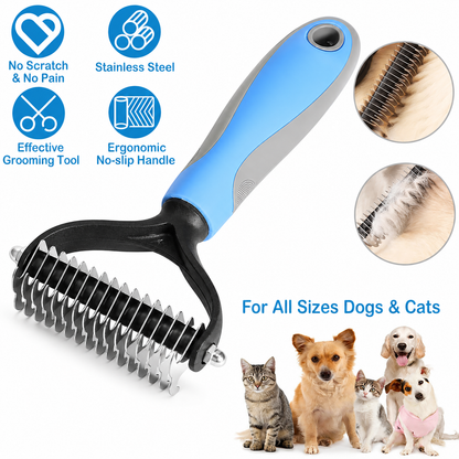 2-in-1 Professional Pet Grooming Brush for Fast, Pain-Free Deshedding & Dematting