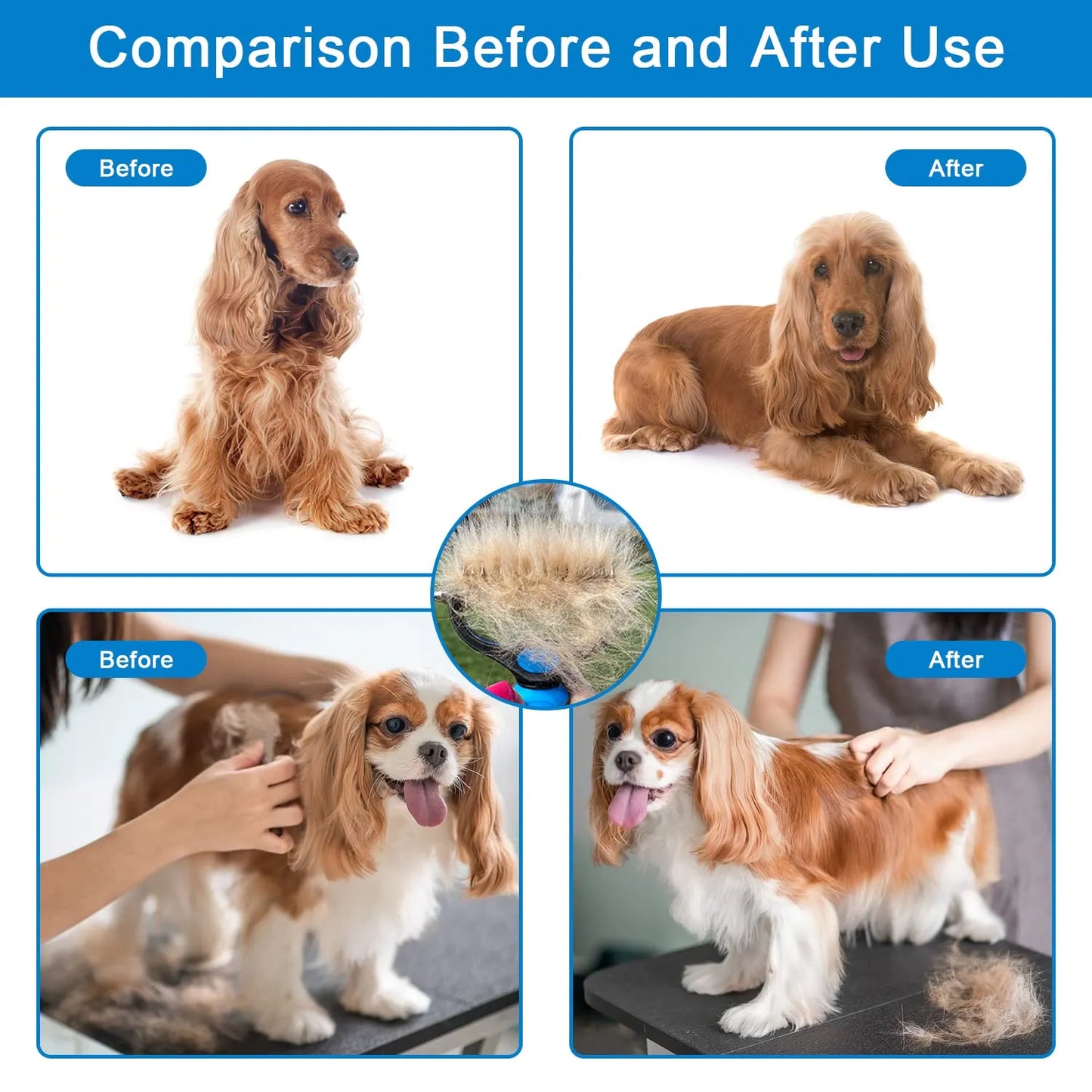 2-in-1 Professional Pet Grooming Brush for Fast, Pain-Free Deshedding & Dematting