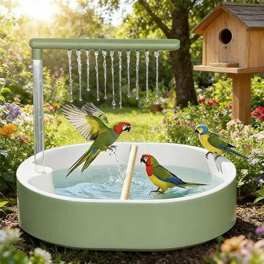 NobleClaws™ Parrot Shower Cage Bird Bath USB Pump Detachable