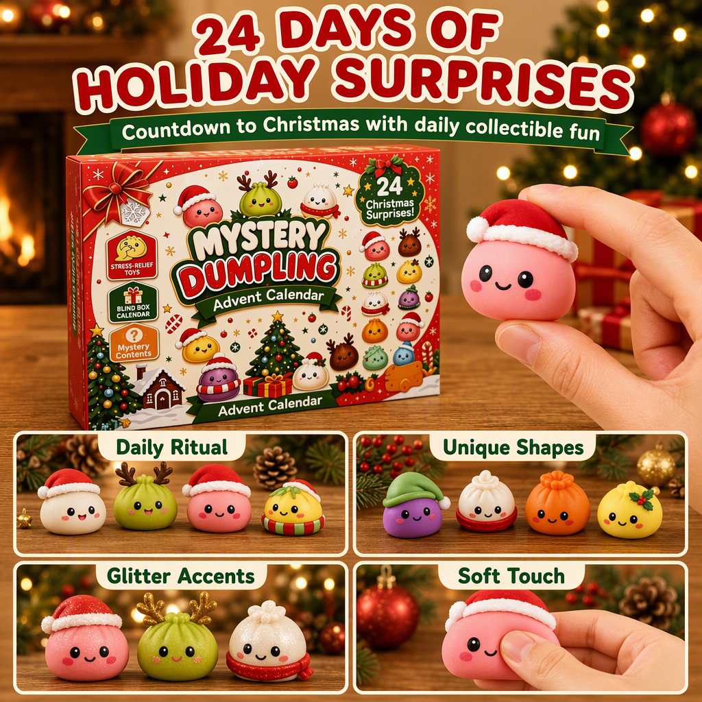 🎄2026 Christmas Mini Squishy Advent Calendar – 24-Day Glitter Mochi Toy Countdown Box