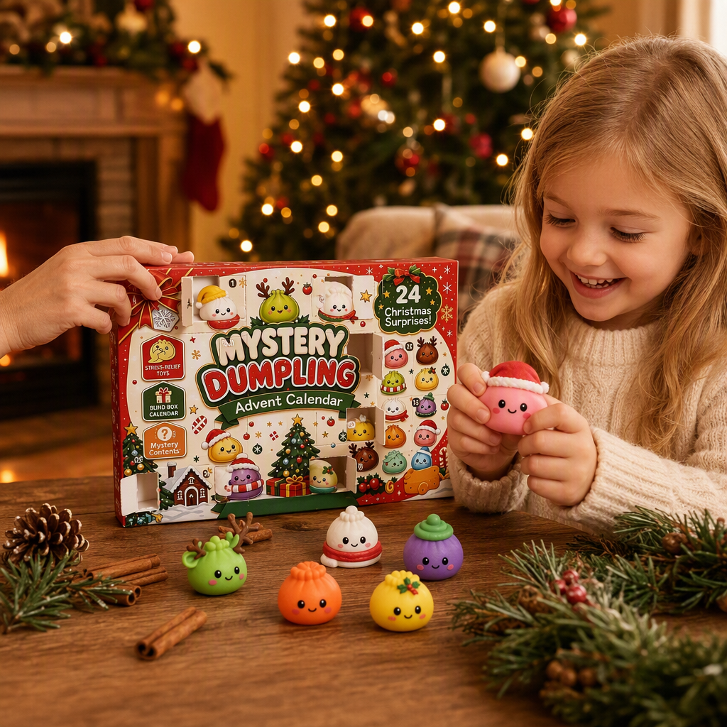 🎄2026 Christmas Mini Squishy Advent Calendar – 24-Day Glitter Mochi Toy Countdown Box