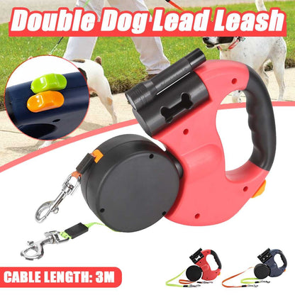 NobleClaws™ 360° Retractable Dual Dog Leash
