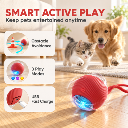 The Boredom Buster: Smart Self-Moving Ball for Bored Cats & Dogs