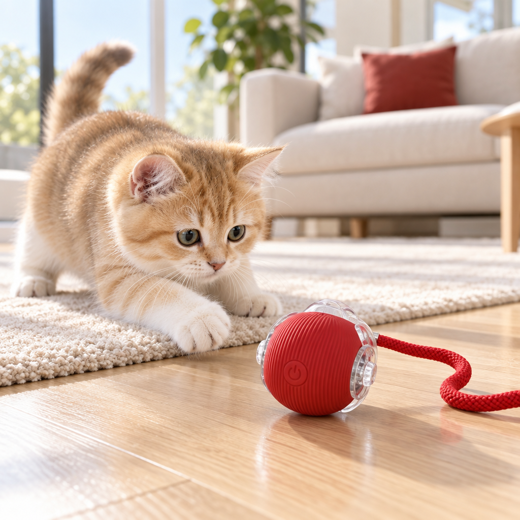 The Boredom Buster: Smart Self-Moving Ball for Bored Cats & Dogs