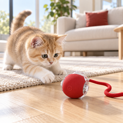 The Boredom Buster: Smart Self-Moving Ball for Bored Cats & Dogs
